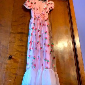 Pink Strawberry Sequined Dress SMALL